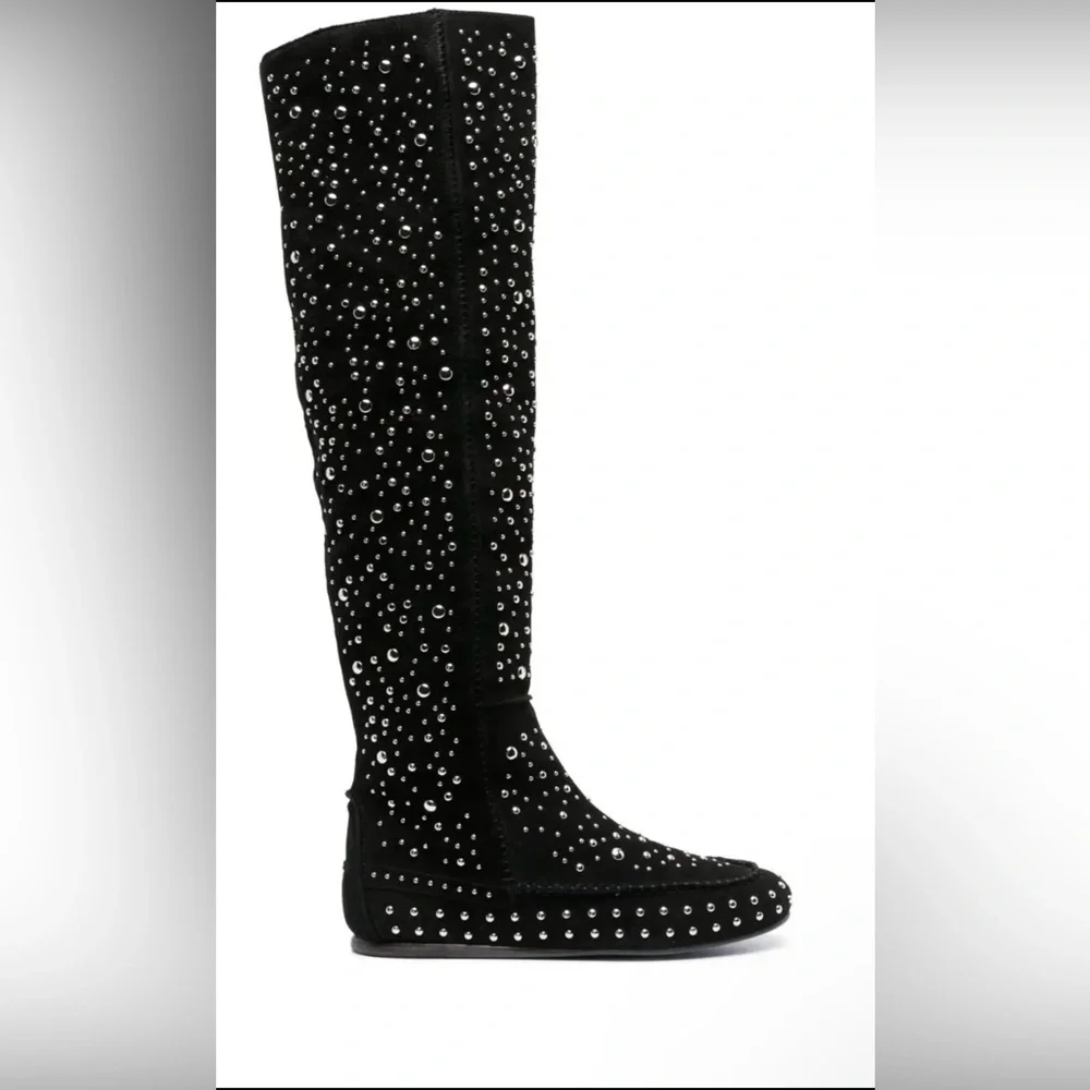 NIB Zadig & Voltaire Santa Black Studded Knee Hi Boots-Size 40 (US 9) MSRP $1198
